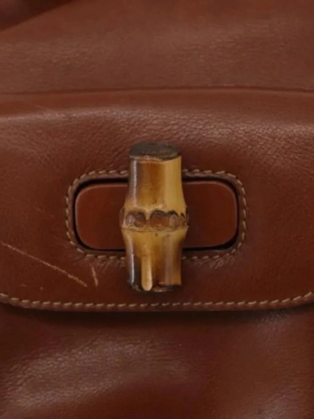 GUCCI Bamboo Mini Backpack Leather Outlet Brown Gold 003 1705 0030 Auth am11663A